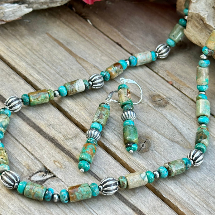 N0757 Turquoise Navajo Pearls Necklace (20”-22”)
