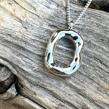 Load image into Gallery viewer, N0619. Petite Hammered Oval Sterling Necklace (1/2”)
