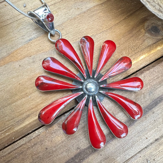 N0616 Daisy Red Jasper Necklace (18”-20”)