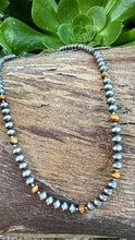 Load image into Gallery viewer, N0683  Navajo Pearls Tiger Eye  Necklace (18”-20”)
