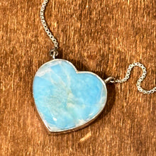 Load image into Gallery viewer, N0651  Larimar Heart Sterling Silver Necklace (18”-20”)
