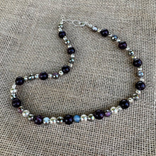 Load image into Gallery viewer, N0553  Amethyst Agate Hematite Necklace

