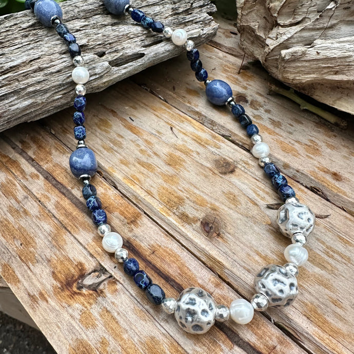 N0712  Dumortierite Blue Necklace (24”)