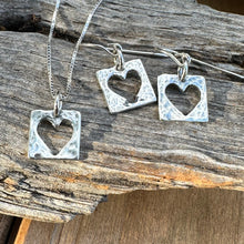 Load image into Gallery viewer, N0619. Petite Hammered Heart Sterling Necklace (1/2”)
