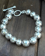 Load image into Gallery viewer, B0301 Hammered 10mm Sterling Silver Toggle Bracelet
