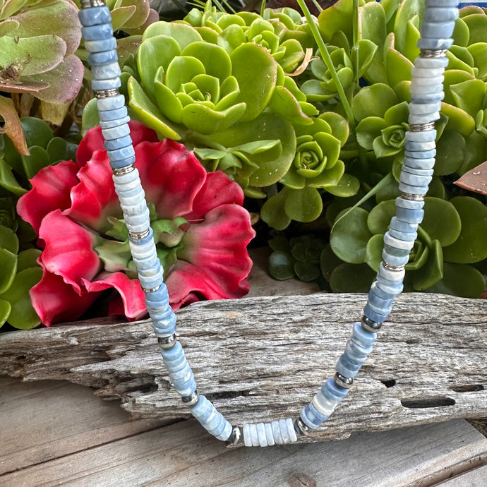N0788 20” Blue Opal Navajo Pearl Necklace