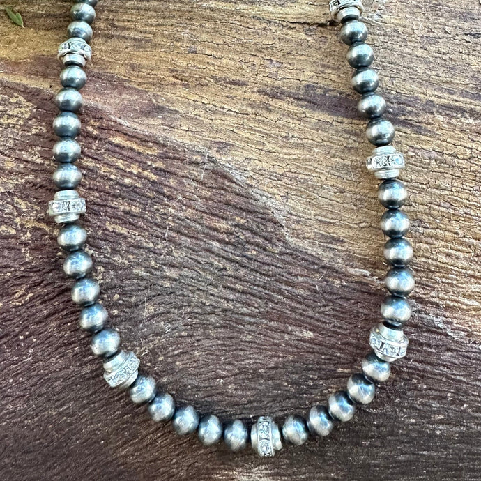 N0684  Navajo Pearls CZ Necklace (18”-20”)