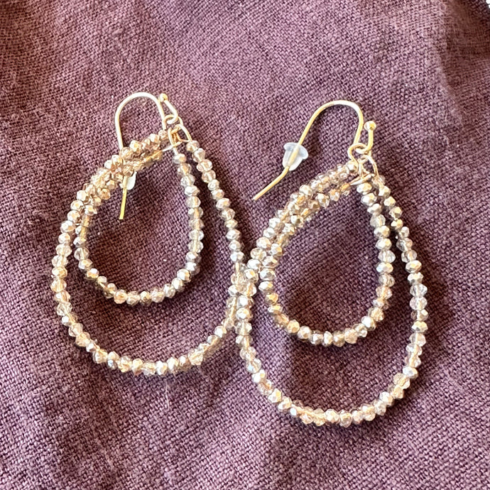 2.2” Matte Crystal Gold Earrings