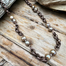 Load image into Gallery viewer, N0713  Copper Pearl Necklace (24”)
