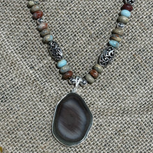 Load image into Gallery viewer, N0560  Boulder Opal and Agate Pendant Necklace
