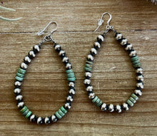 Load image into Gallery viewer, E0521.  3” Navajo Pearls Turquoise Earrings
