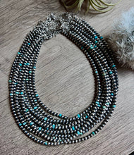Load image into Gallery viewer, SN0119.  14”-17” Turquoise Navajo Pearls Necklace
