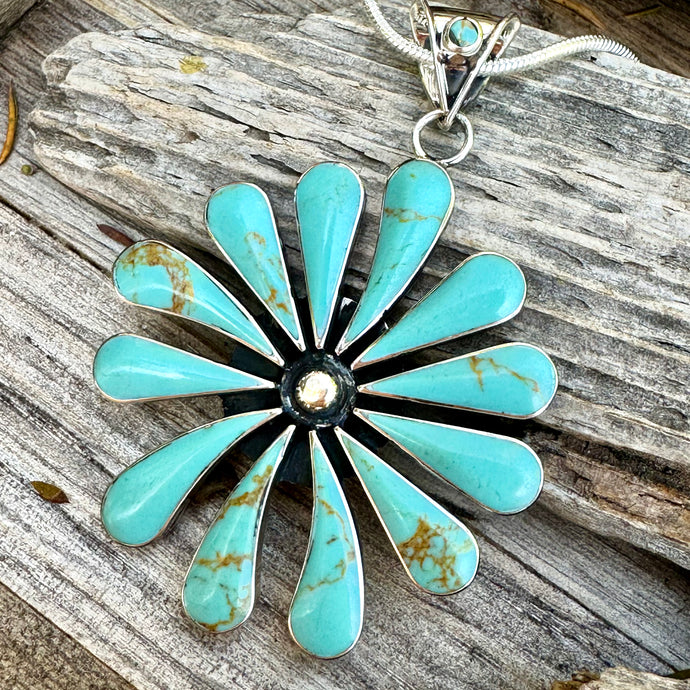 FC0102.   Turquoise Daisy Necklace